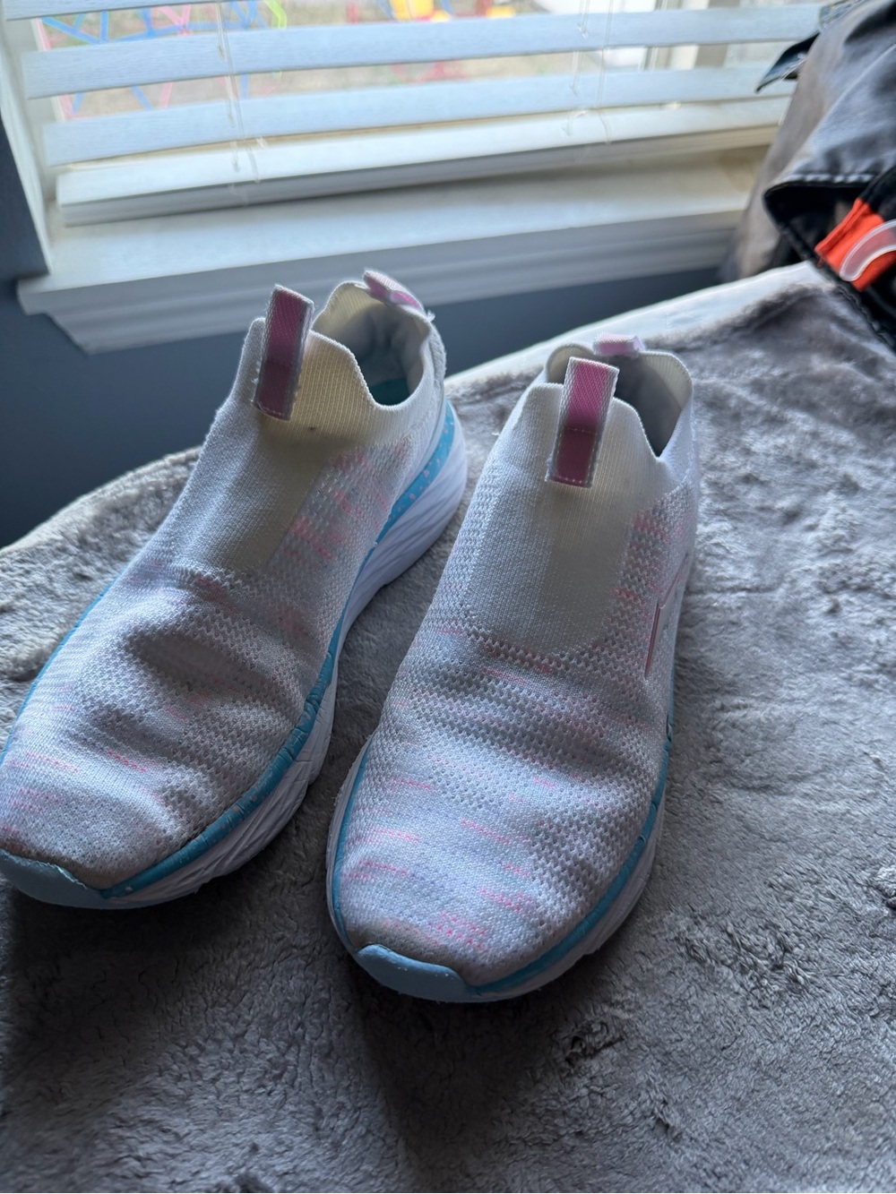 Avia White Slip-On Sneakers with Pink and Blue Accents